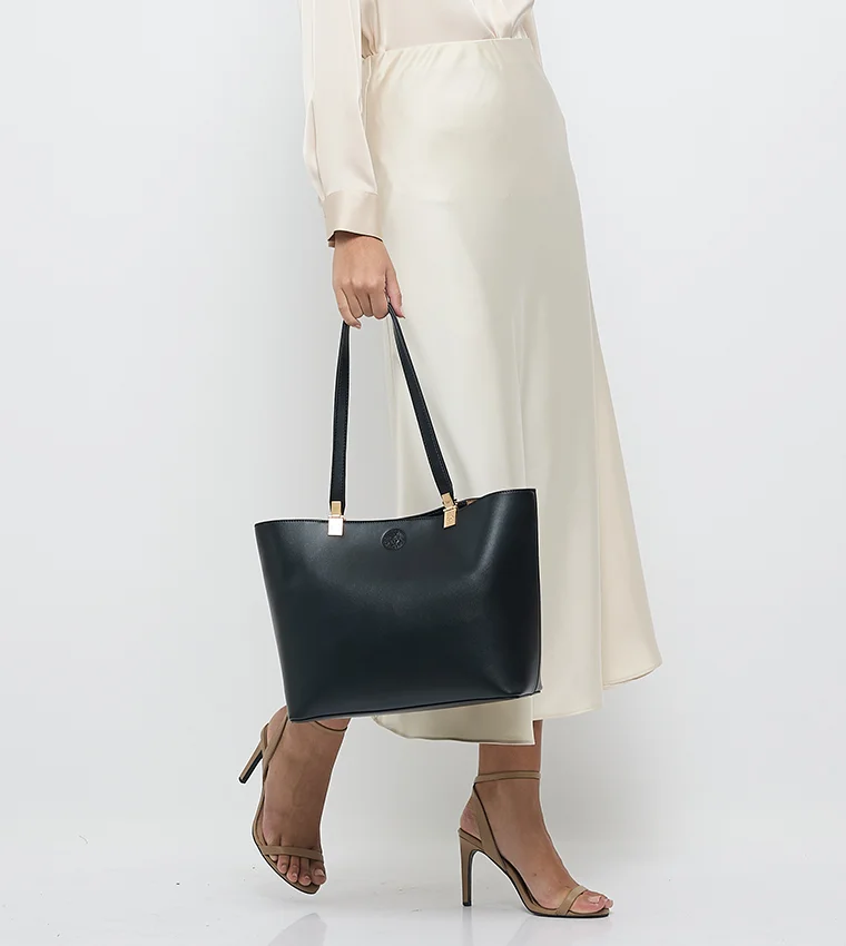 ANNE KLEIN Anne Klein Solid Pu Zip Closure Tote Bag